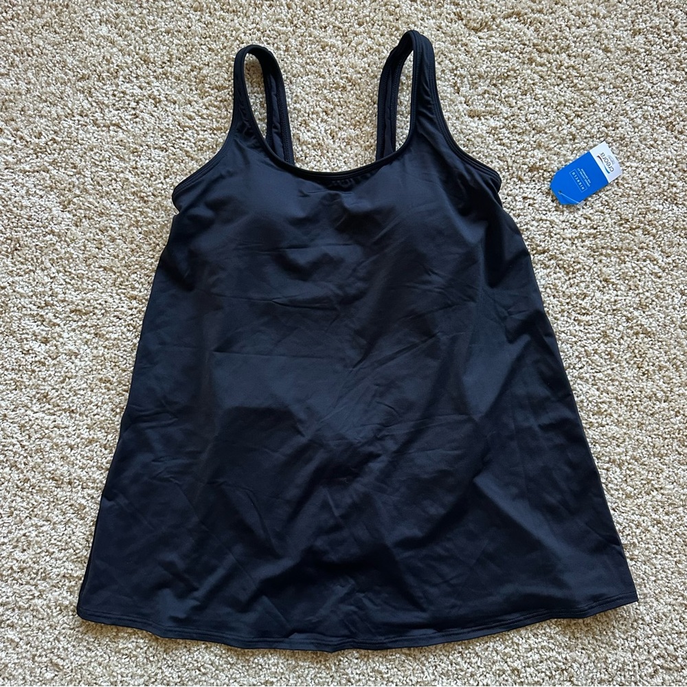 Lands’ End Black Swim Dress XS‎ Petite Built-In Bra NWT